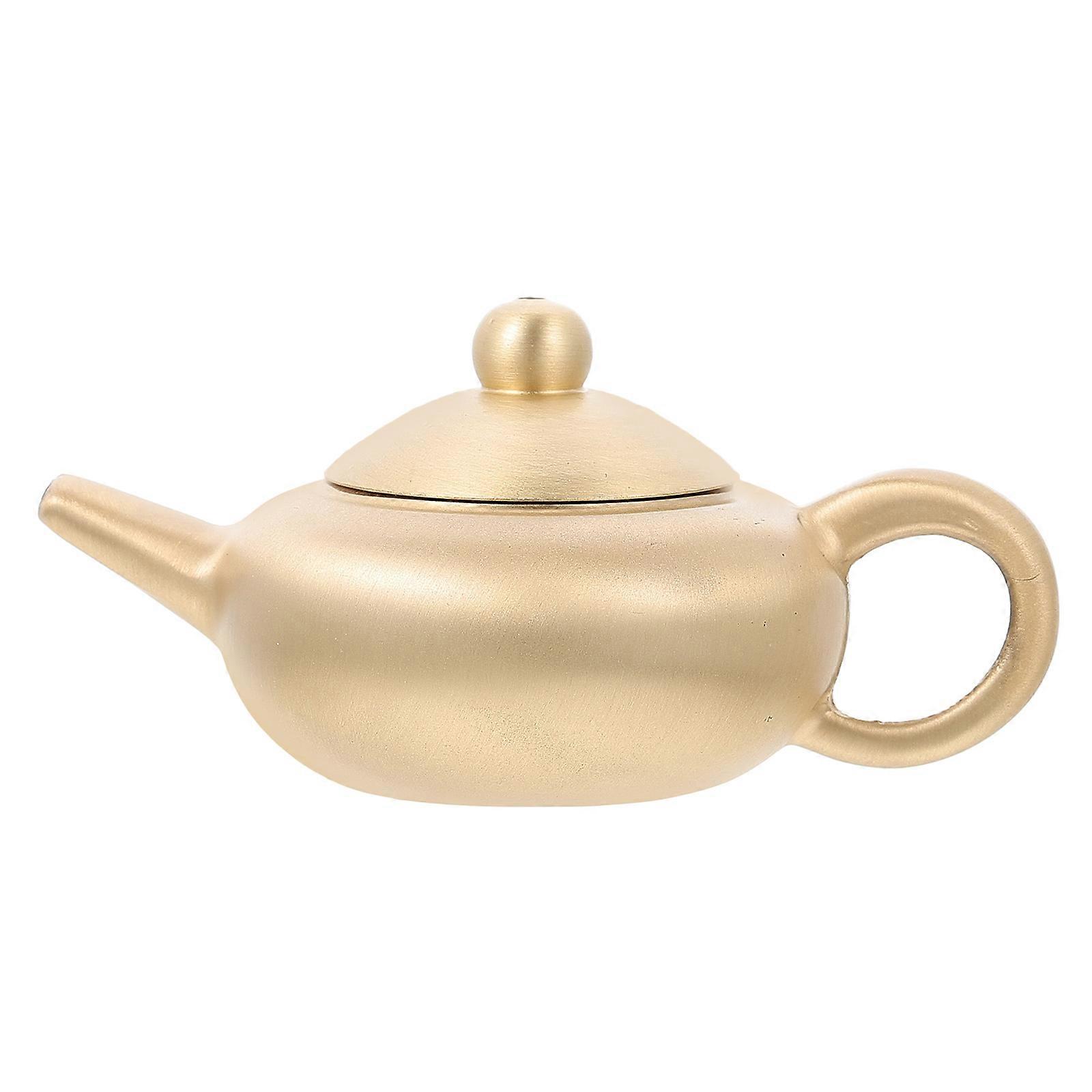 Brass Miniature Teapot Craft Adorn Handheld Decor Micro Scene Layout 1 Set