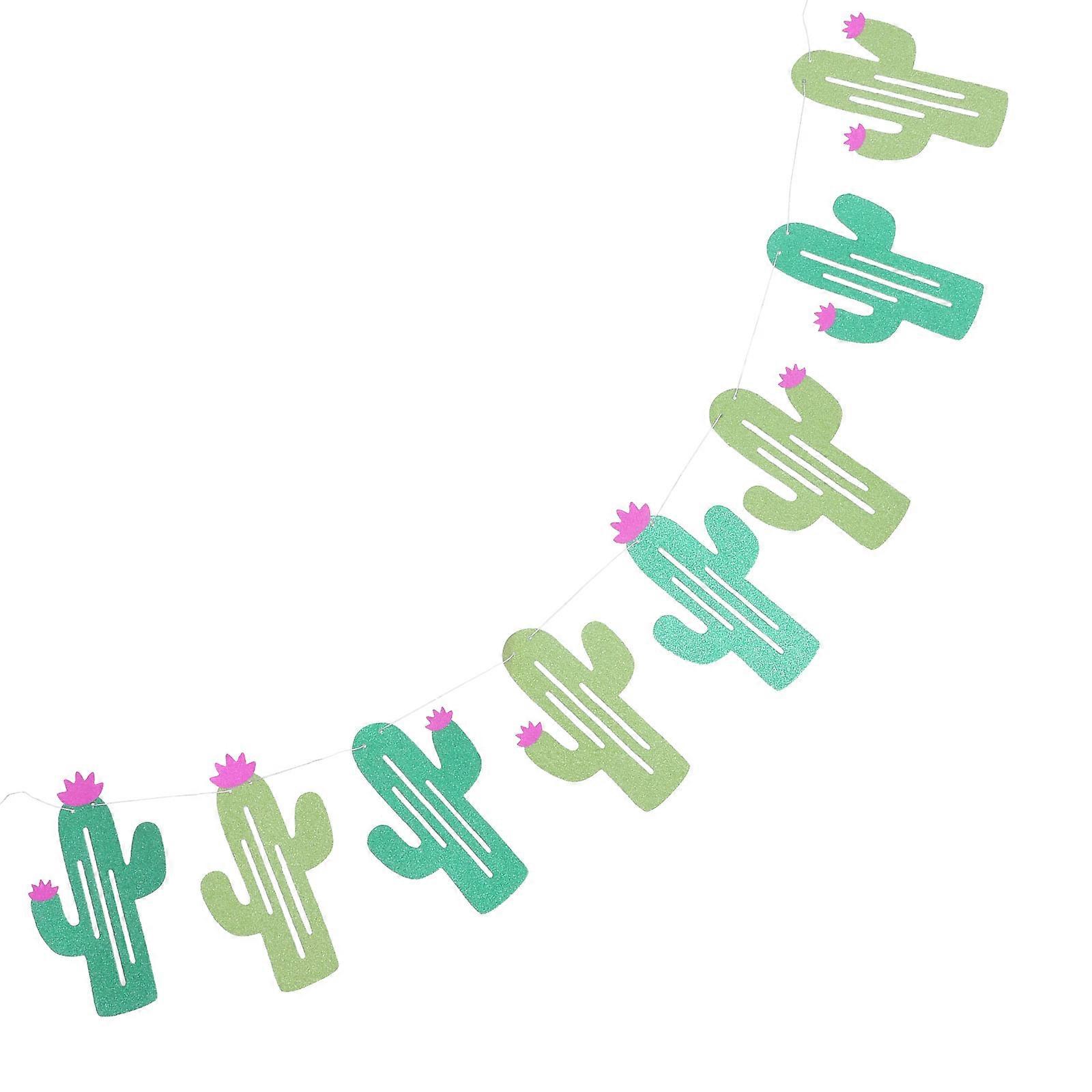 Mexican Carnival Cactus Party Banner Bunting Flag 2pcs Birthday Decoration Supplies