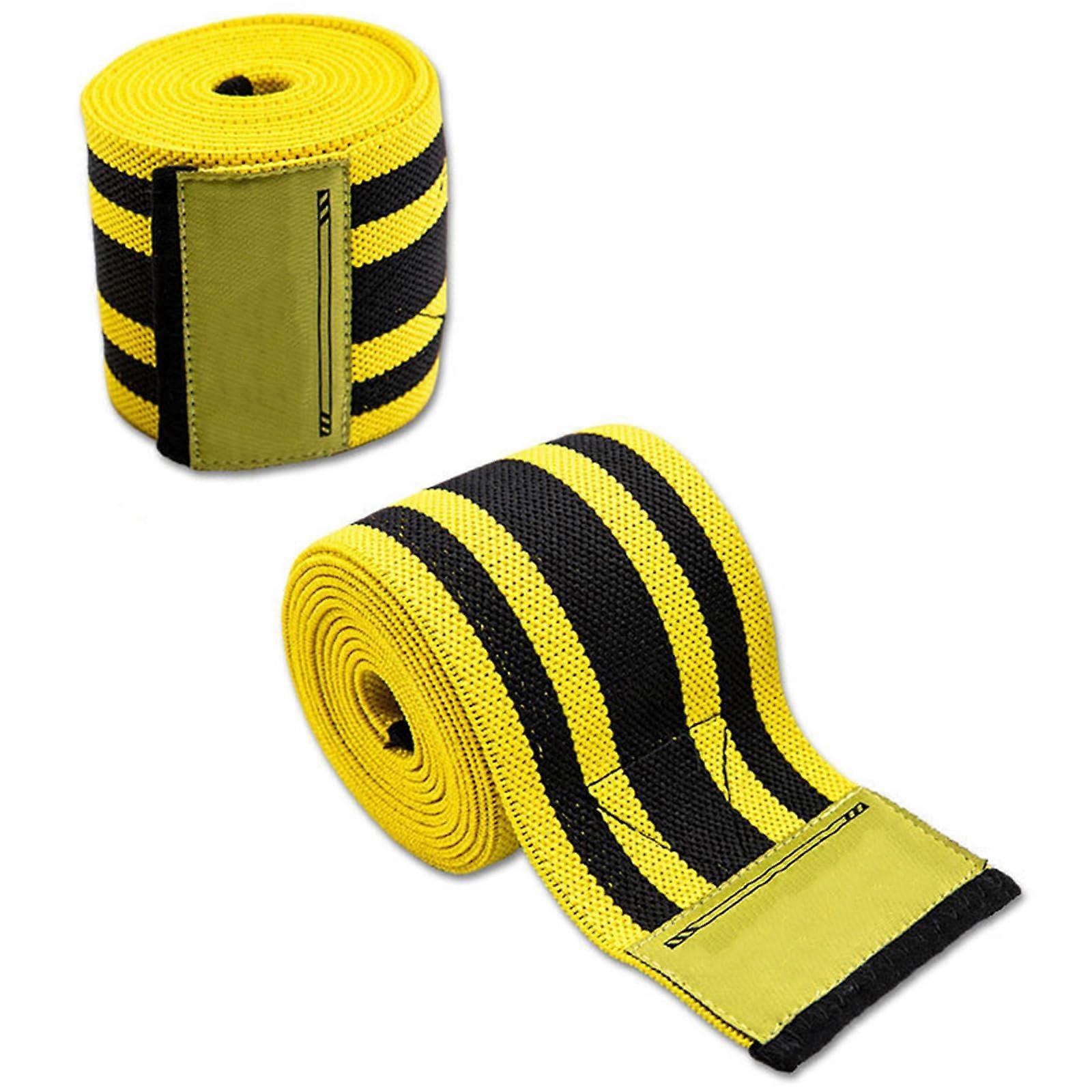 Adjustable Knee Wraps One Pair With Straps Antislip Knee Support Wraps For Running And Sports Yellow