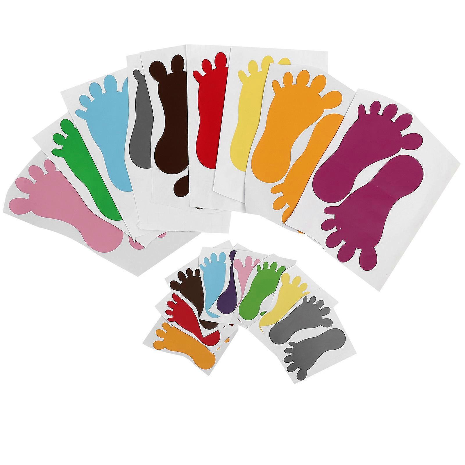 Kids Footprint Stickers 18 Pairs Waterproof Floor Decals for Preschool Sensory Paths Mixed Colors for Home Use