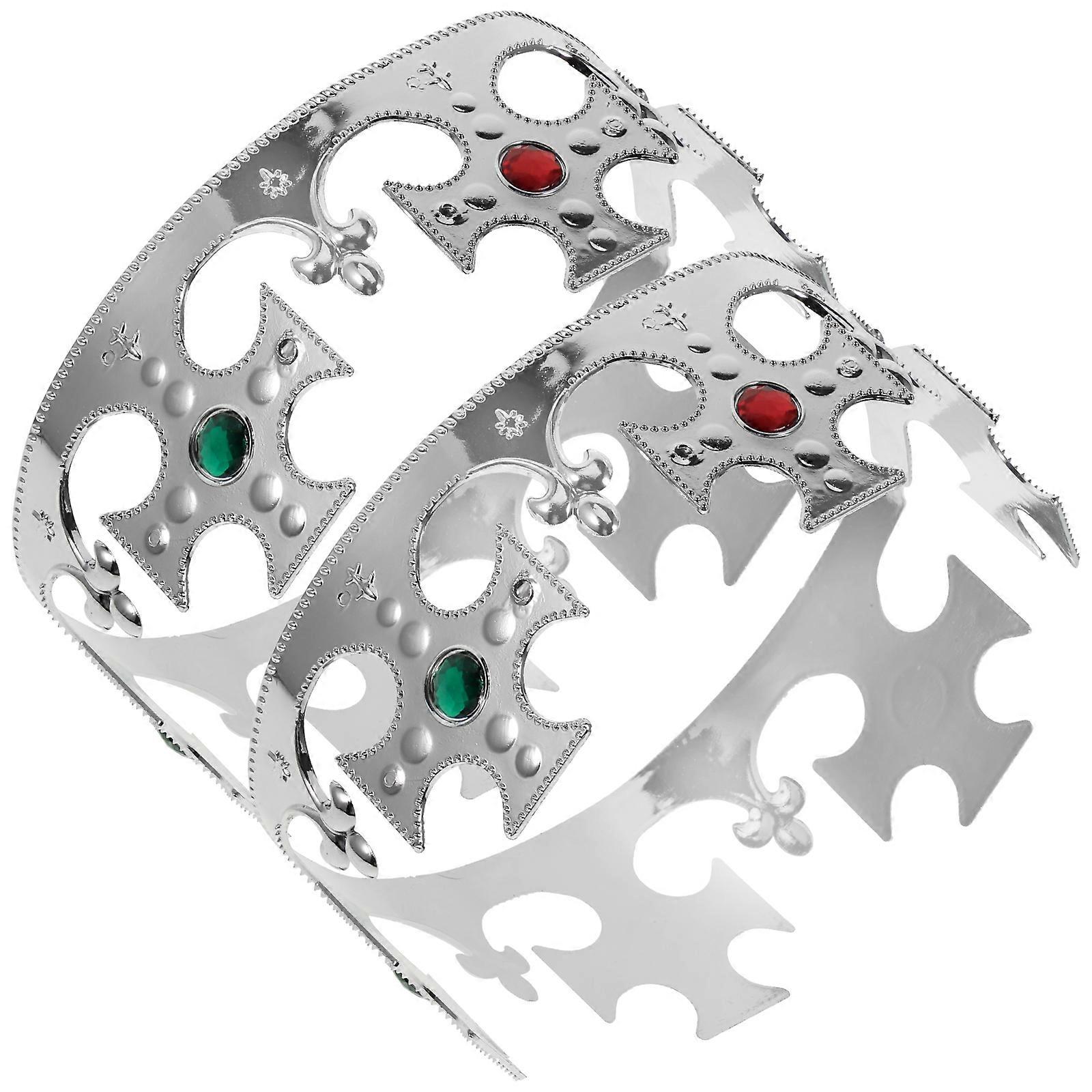 Halloween Party King Crown Plastic Medieval Prop with Silver Coating for Costume Use Fits Most Sizes