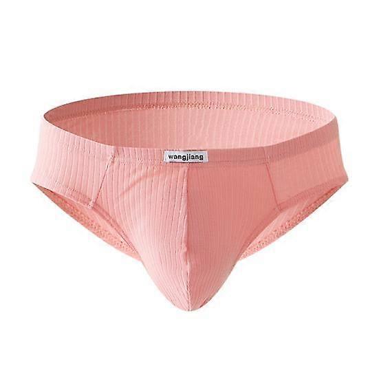 Yousheng Men Briefs Mid-rise Elastic Waistband Slim Fit Panties Solid Color Ribbed U-Convex Breathable Sexy Underwear