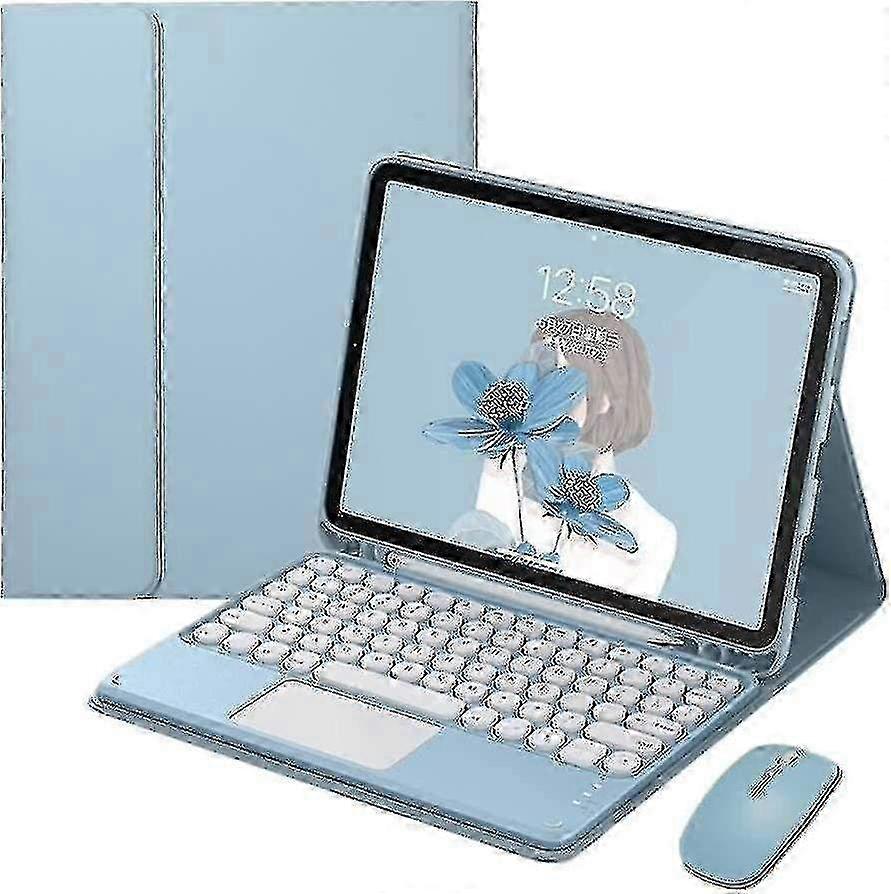 Compatible with Samsung Galaxy Tab A7 10.4 2020 SM-T500 T505 T507, Detachable Keyboard Case with Touchpad and Mouse, Stylish Round Key Design