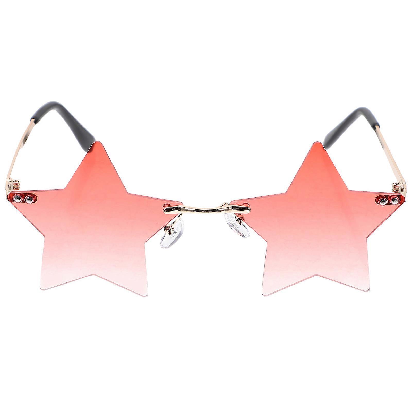 Funky Glasses Rimless Irregular Anti-glare Sunglasses Gold Gradient Summer Travel Photo Props One Size Fits Most