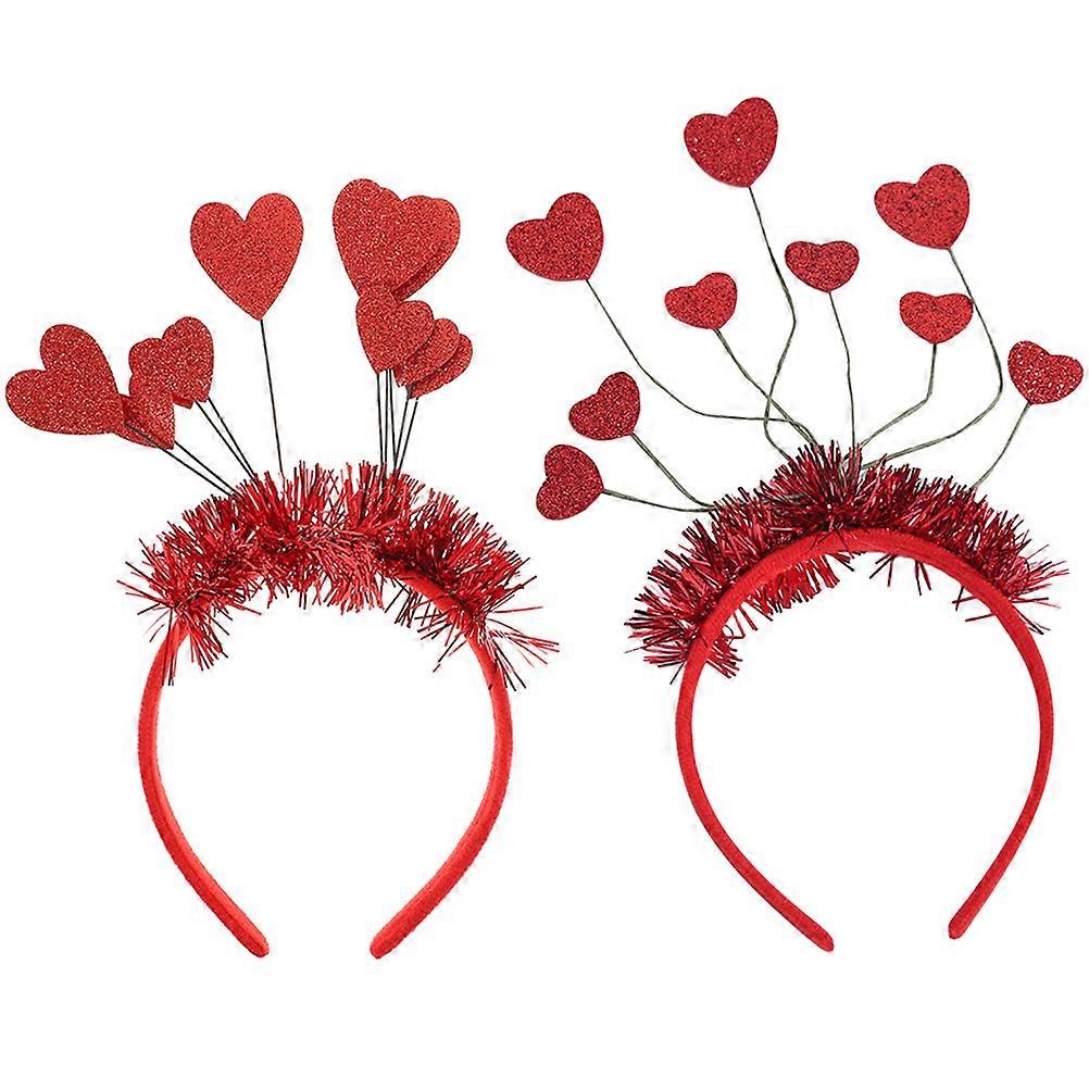 Red Heart Bopper Headband for Valentine's Day Party Decor Lightweight Comfortable PU