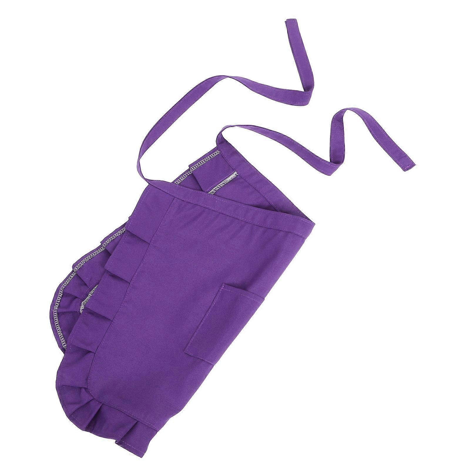 Purple Cloth Waitress Waist Apron with Convenient Pocket for Kitchen Use Adjustable Comfortable Fit