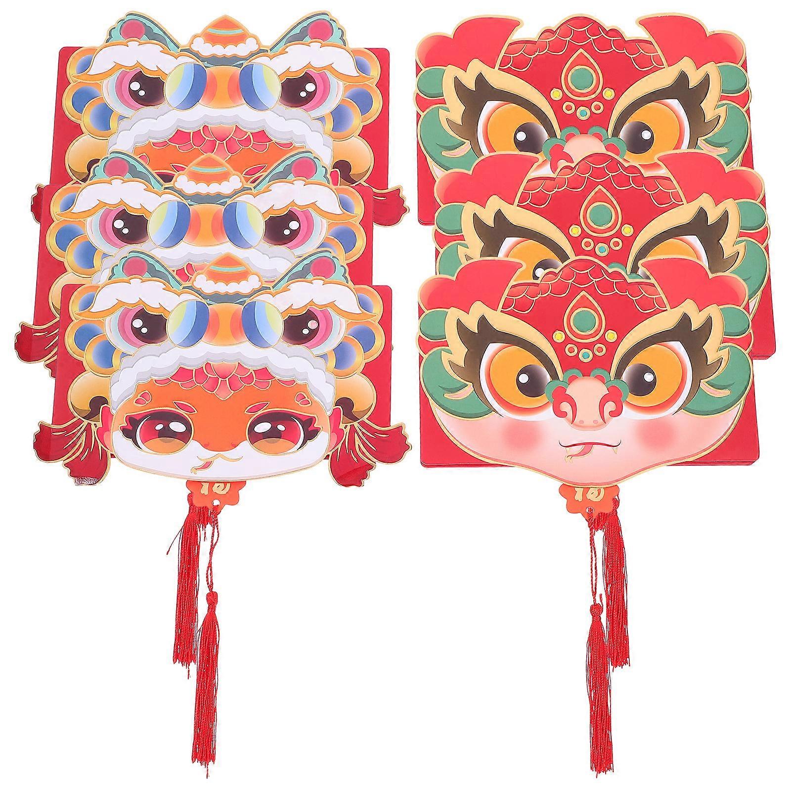 ראש השנה הסיני מעטפות אדומות מזל כסף מעטפות למשפחה מתנה צבע אדום מסורתי Hongbao 6 יחידות