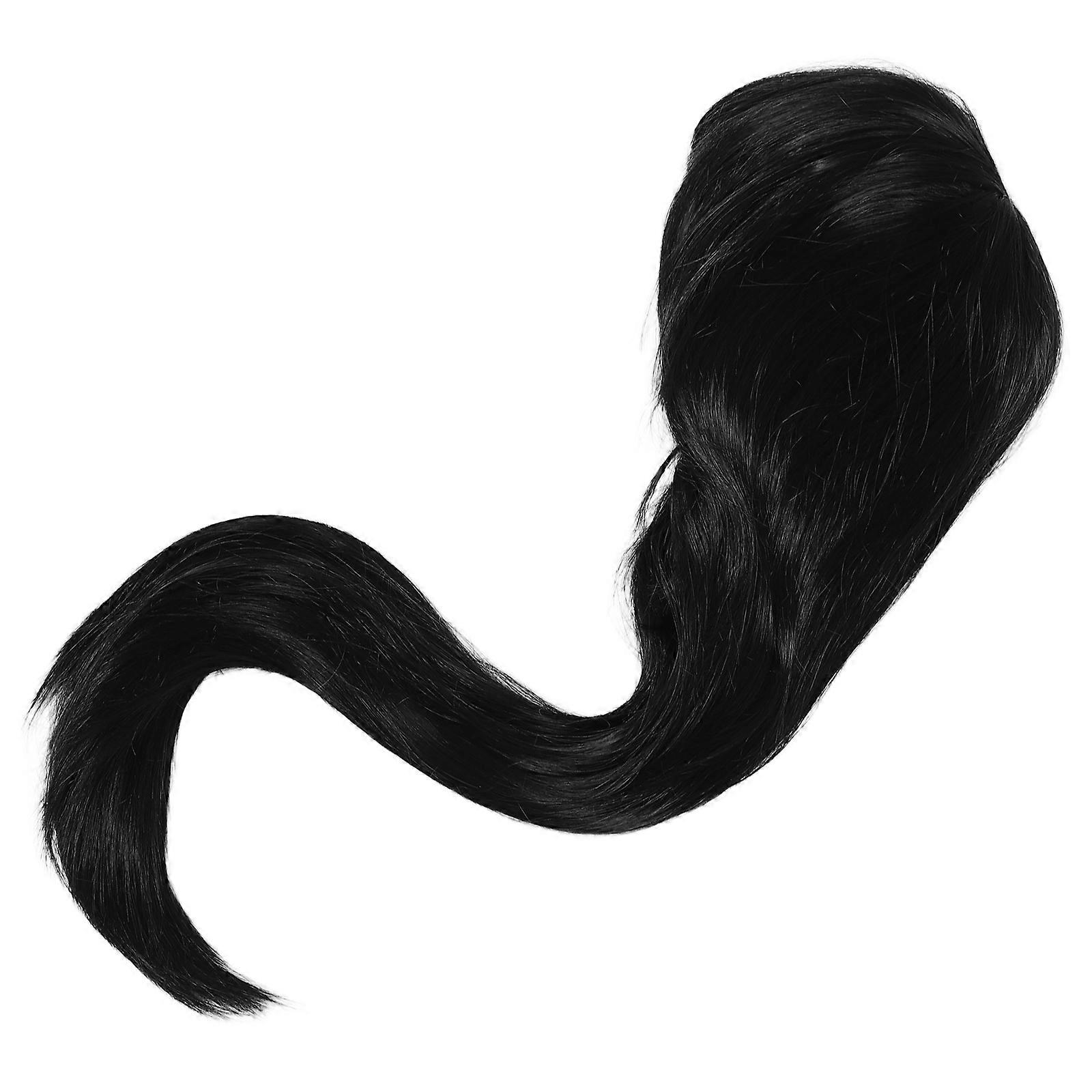 Black Synthetic Cosplay Wig with Natural Bangs – Long Straight Hair for Women, Adjustable Fit, Realistic Look for Role Play and Costume Parties
