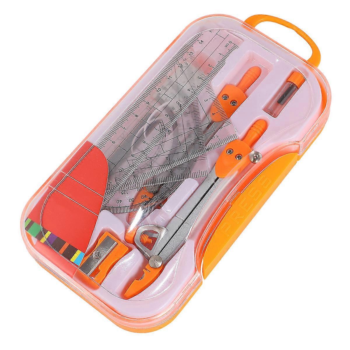Compass Set for Drawing with Plastic Case and Reusable Pouch for Students Assorted Color