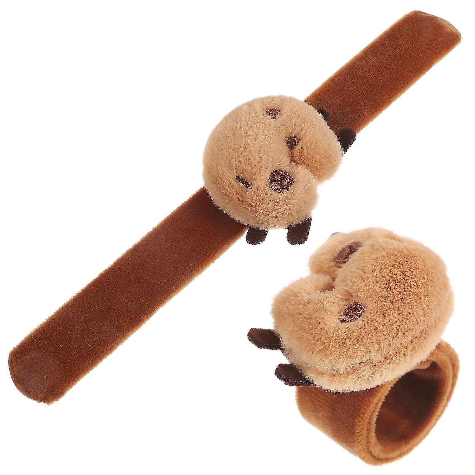 Plush Capybara Slap Bracelets Soft Animal Wristbands for Teens and Adults, Party Favors, Easy to Wear and Carry
