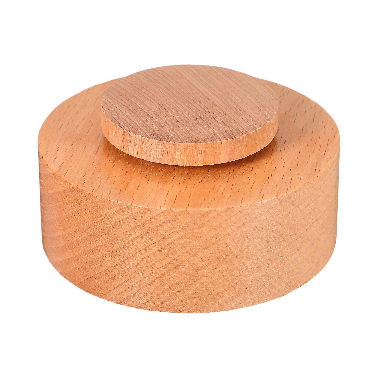 DIY Wooden Music Box Rotating Base with Beautiful Melody for Craft Projects Khaki Color 3.9 Inch