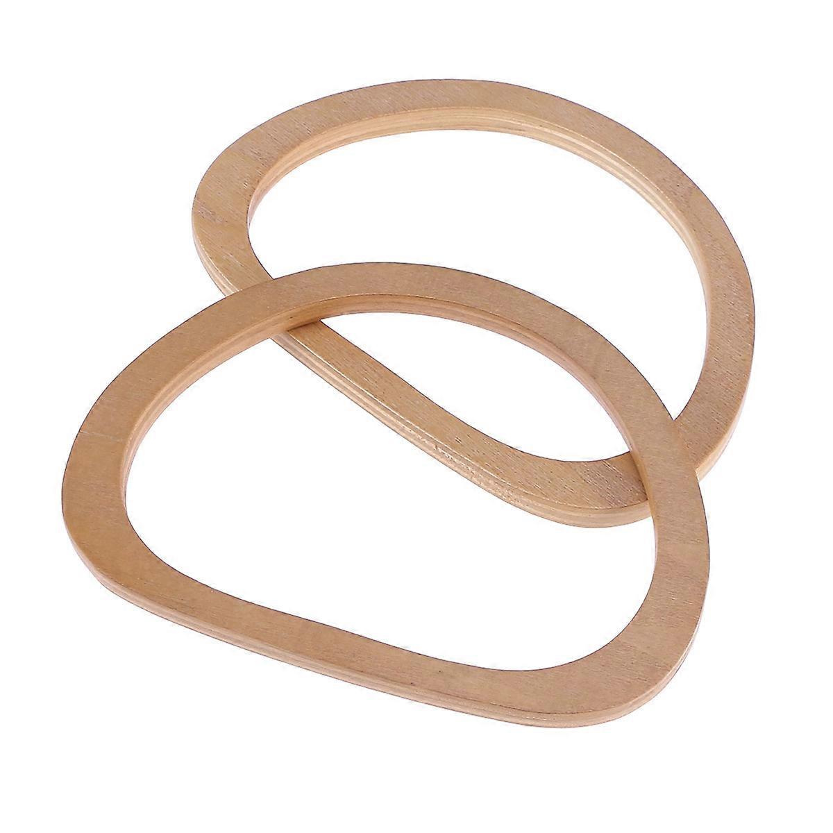 D Shape Wooden Bag Handles for Handbag DIY Craft Projects with Varnish Finish Khaki 2pcs