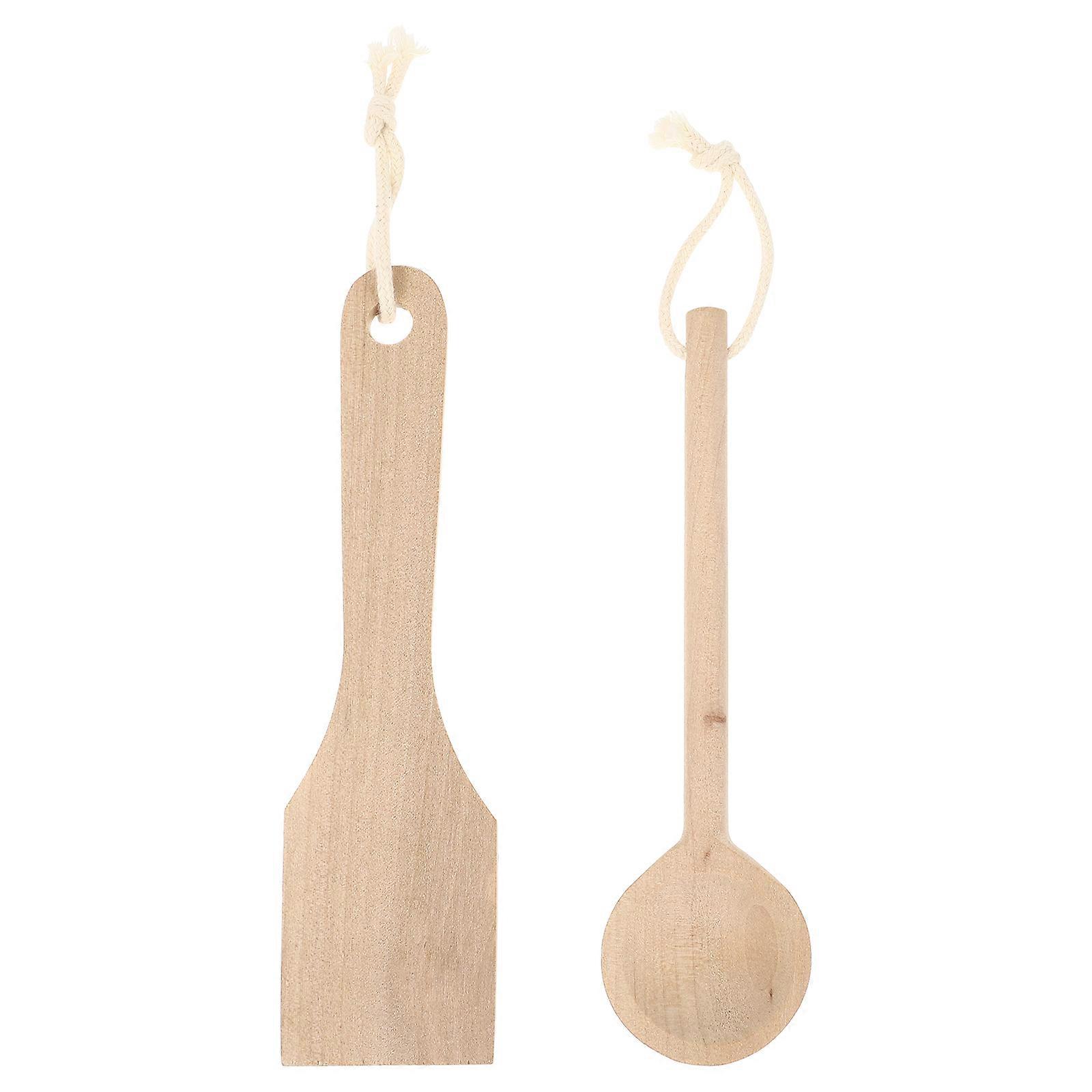 2pcs Simulated Wooden Spoon Toys for Kids Made of Durable Synthetic Material Beige