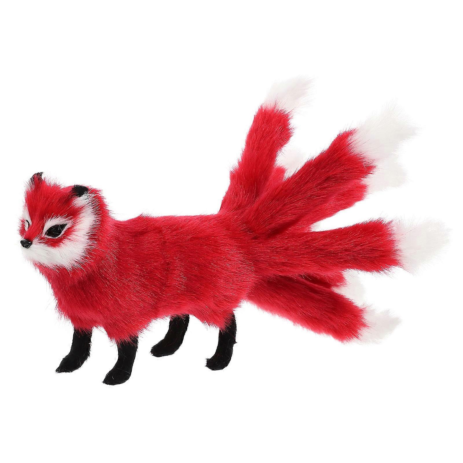 Stuffed Animal Fox Toy For Desktop Decor Creative Home Ornament 26x12cm Red 1Pack