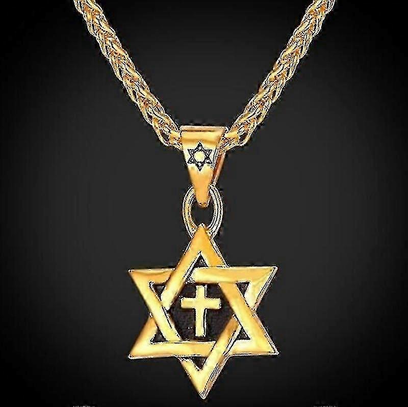 Laadukas metallikullattu tähti David Cross riipus kaulakoru klassinen juutalainen kultti 2024 Linzero lahjavarasto