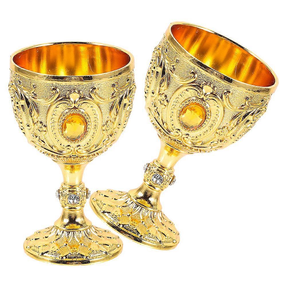 Here's a polished product description for your **"2pcs Retro Embossed Cups European Style Liquor Chalice Drinkware for Home Bar Parties, Design
