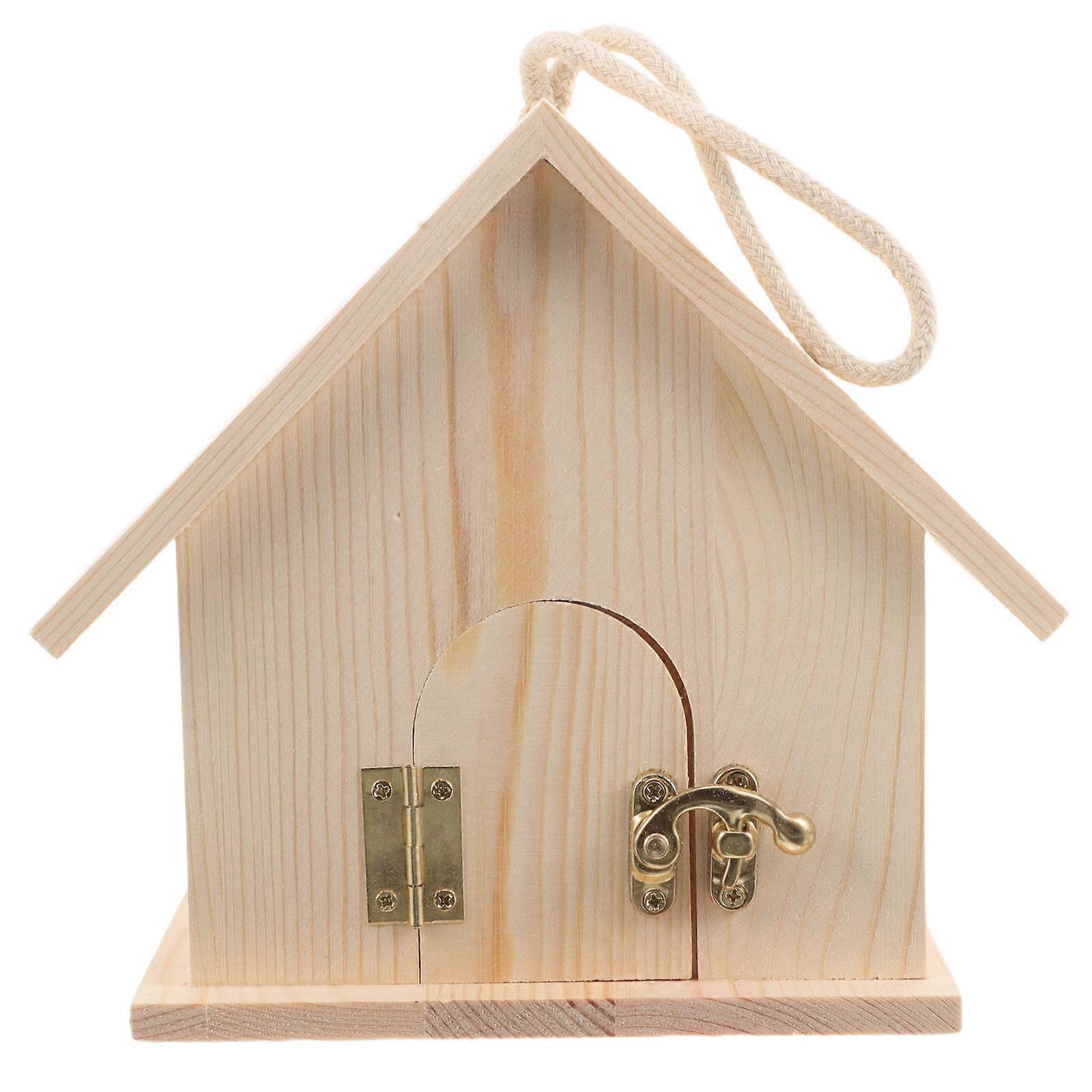 Paintable Bird House: Diy Outside Wooden Nesting Box In Square Shape Perfect For Bird Enthusiasts In Garden Or Outdoor Settings With 1Pcs