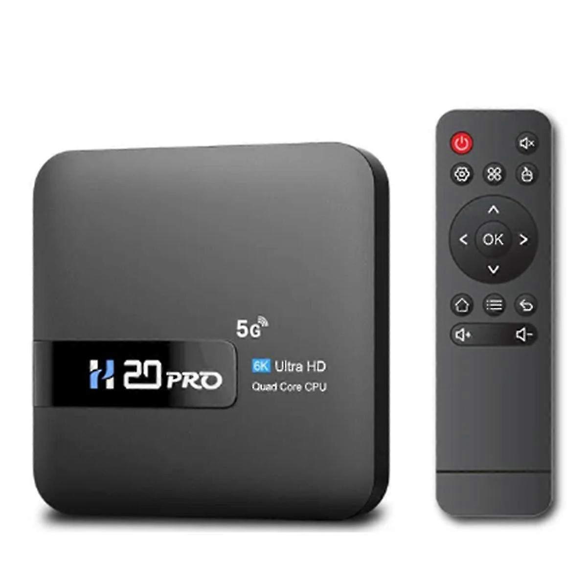 H20PRO Smart Android TV Box with Android 10 - 2GB RAM, 16GB Storage, 6K Streaming - EU Plug for Home Entertainment