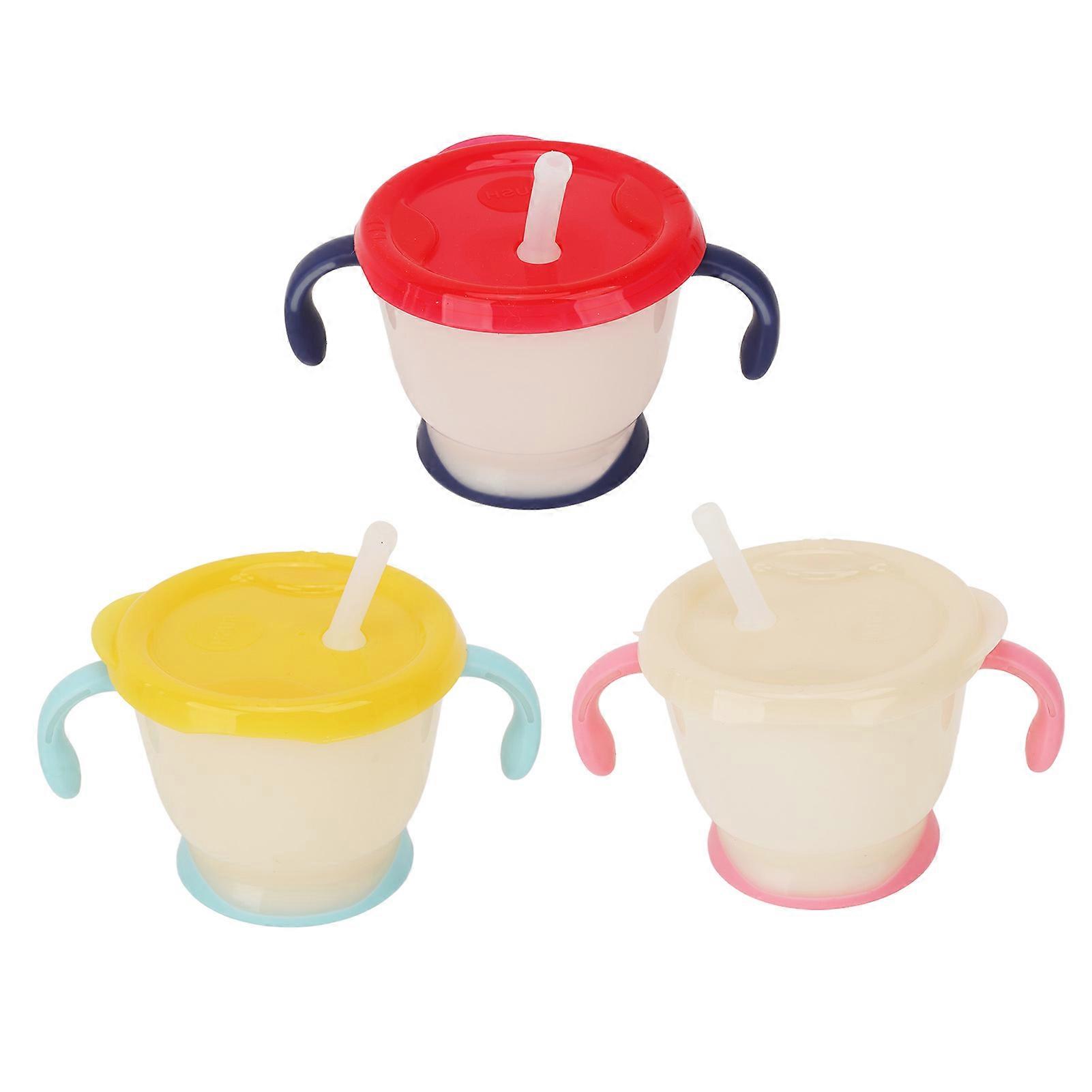 3PCS Tasse de paille pour bébé 150ml Tasse d’entraînement pour bébé anti-éclaboussures avec paille élastique