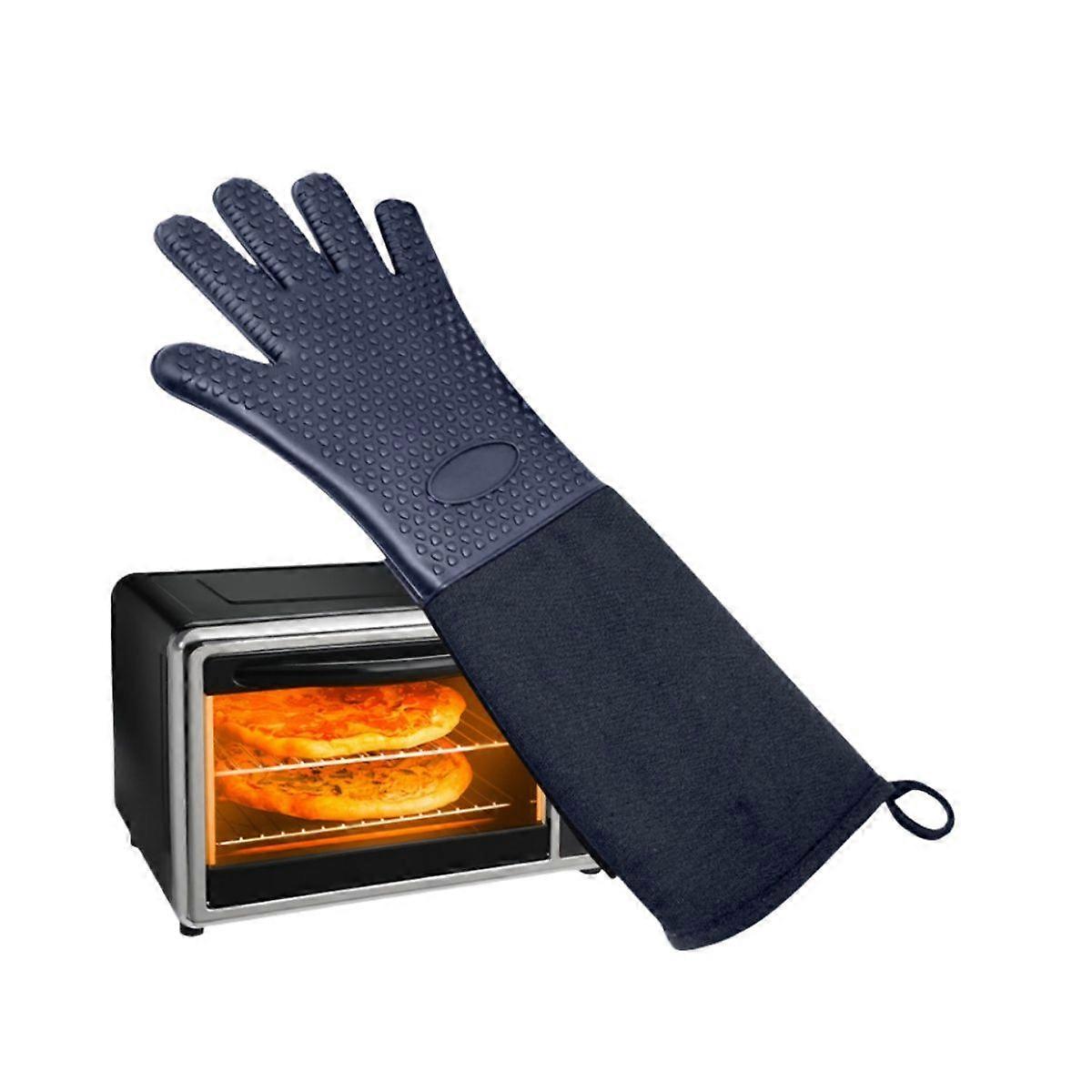 Extra Long Professional Silicone Oven MittFor Kitchen - Black -HK805