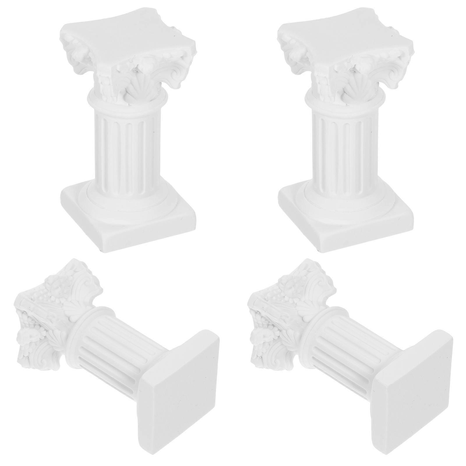 4pcs Mini Roman Column Candle Holders – Elegant Resin Pillar Statues for Wedding, Christmas & Table Decor – Stable Base Tabletop Sculptures