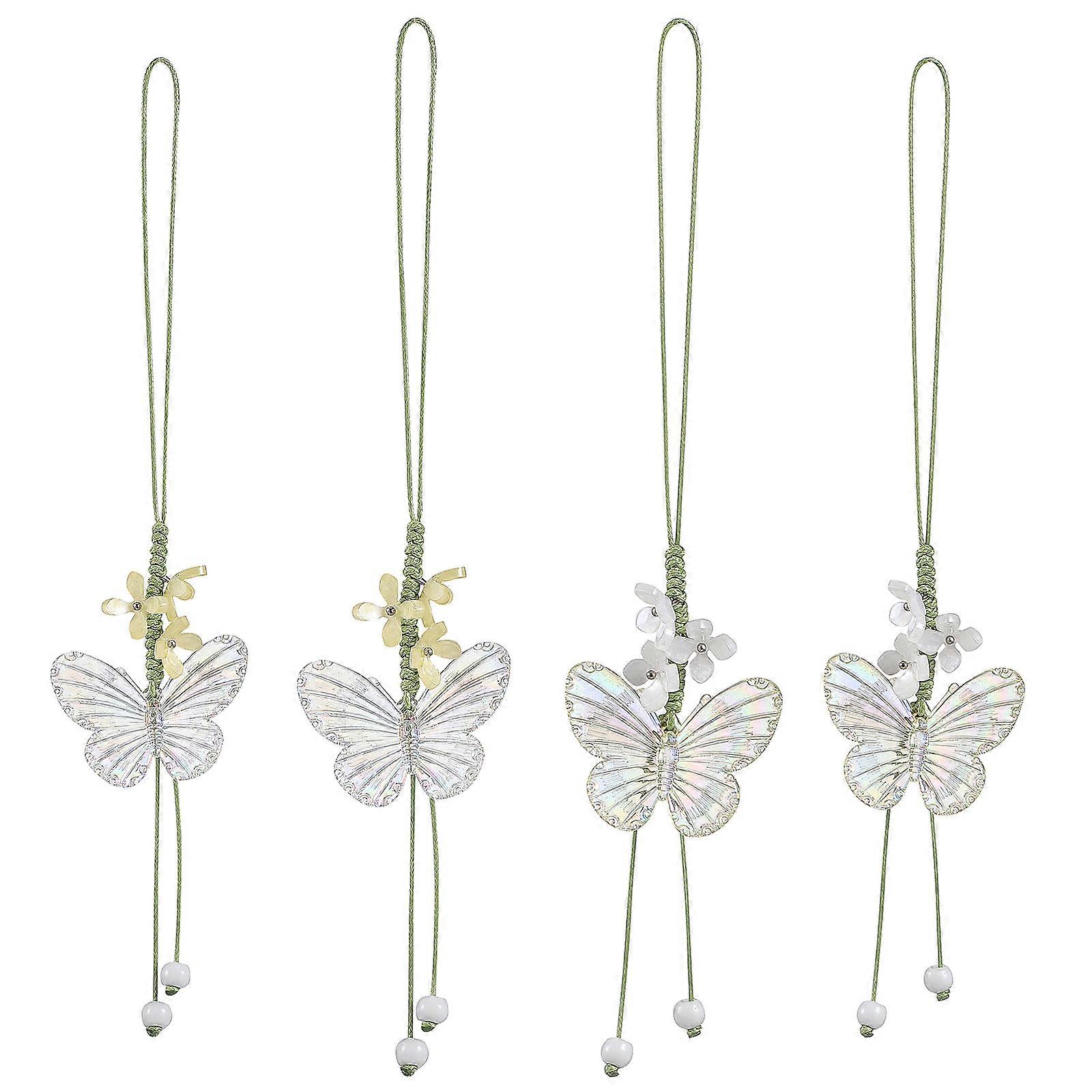 MultiFunctional Assorted Color Phone Lanyard Wrist Strap with Elegant Flower Pendant for Decor 4 Pcs