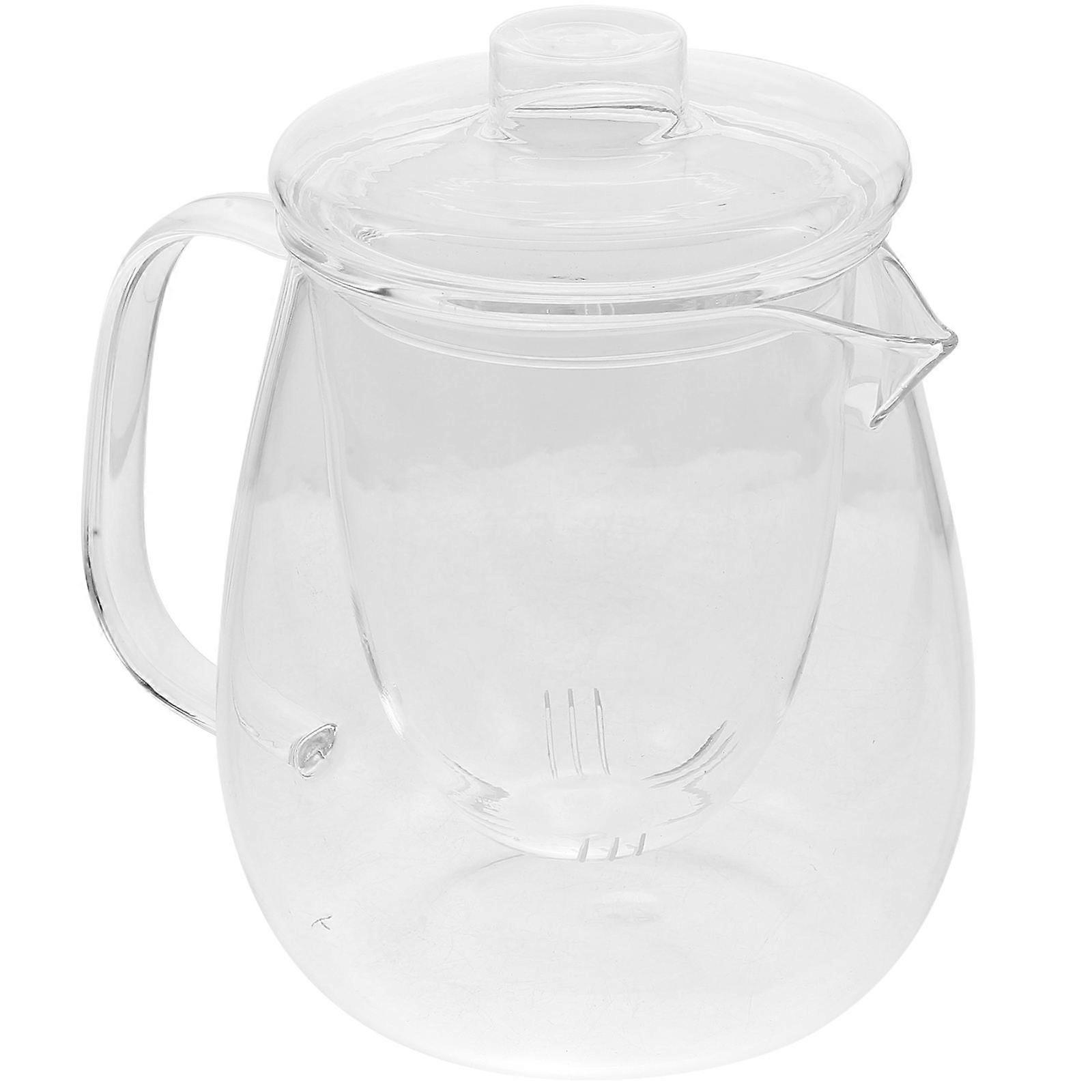 Heat Resistant Glass Teapot for Loose Leaf Tea Transparent Borosilicate Tea Pot with Comfortable Pour Handle for Home Use