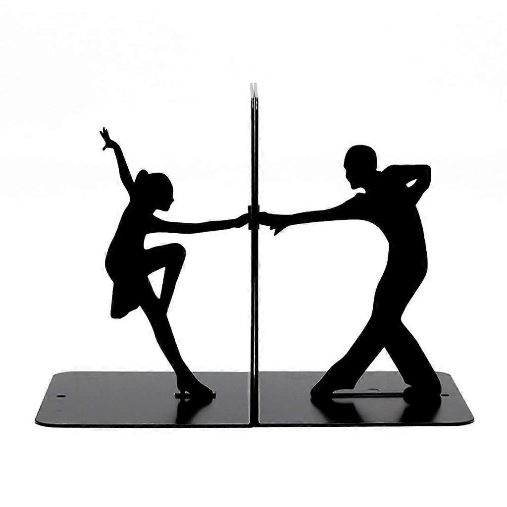Library Bookends Metal, Art Book Support, Retro, NonSlip, Shelf Stoppers (Color: A)