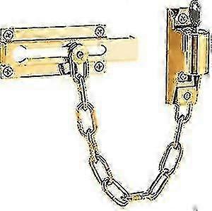 Polished Brass Lockable Door Chain, Security Chain, Door Limiter For Privacy And Security, With Locking Mechanism For External Key Release.