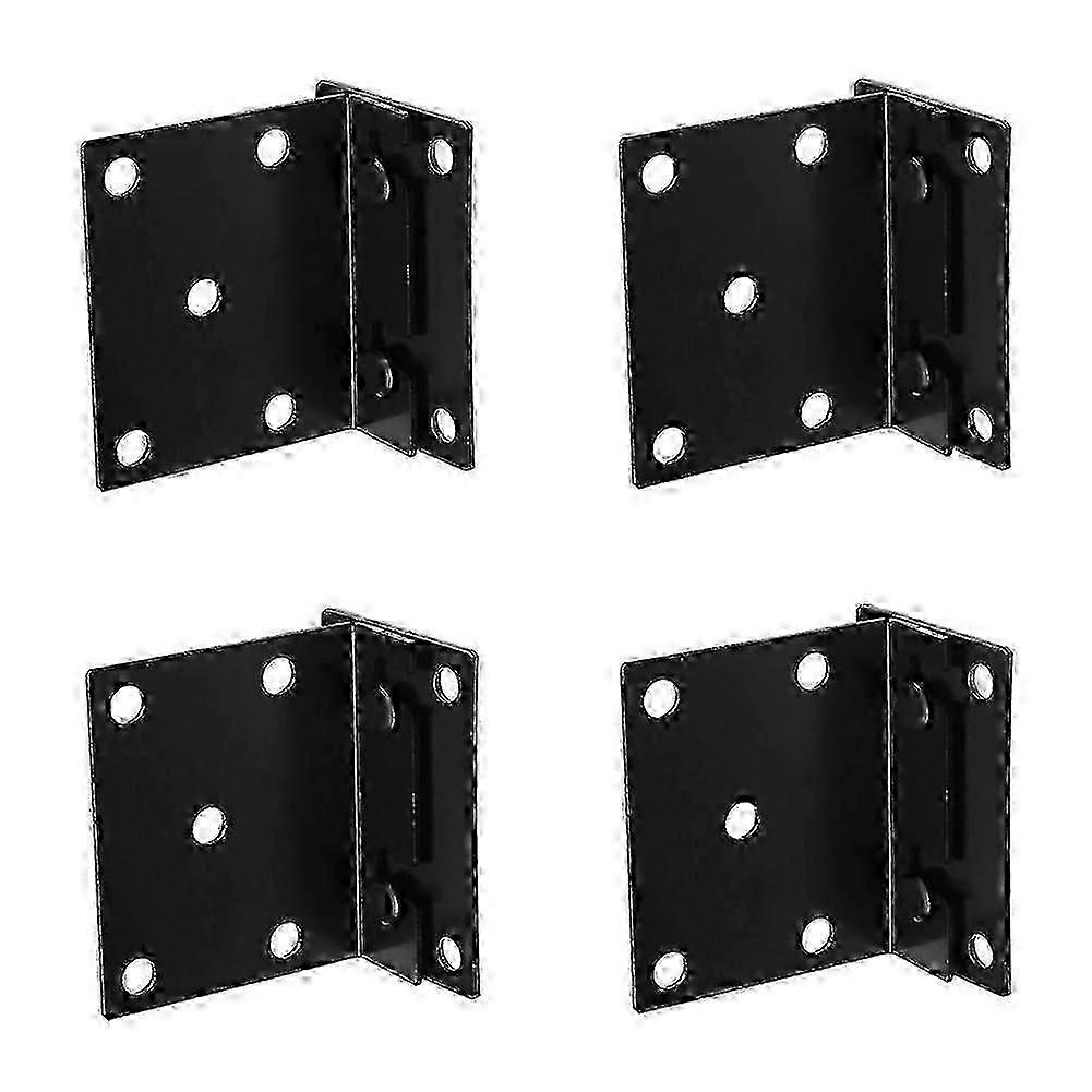 4pcs Metal Bed Rail Hook Plates Black