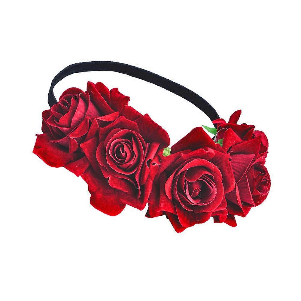 Chic Design Artificial Flower Hair Garland Accessory for Weddings in Red 1Pack