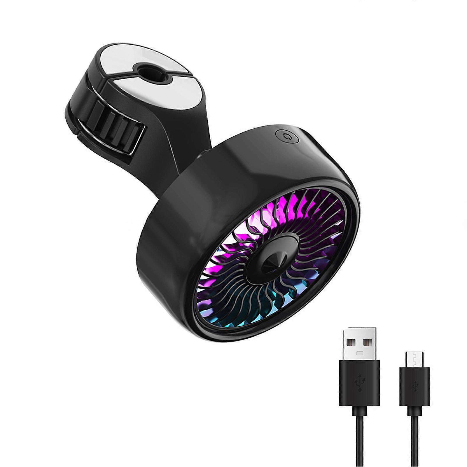 USB Powered Rear Seat Car Fan for Kids 12V Cooling Fan with 3 Speeds Hook for Backseat in Sedan SUV RV Black