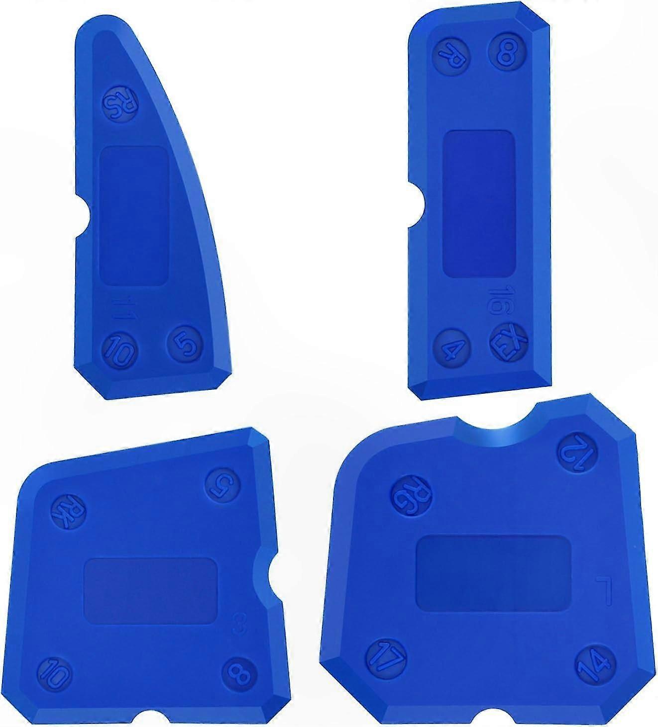 4-Piece Silicone Sealant Smoothing Tool Kit for Grout Finishing and Joint Detailing (Blue)