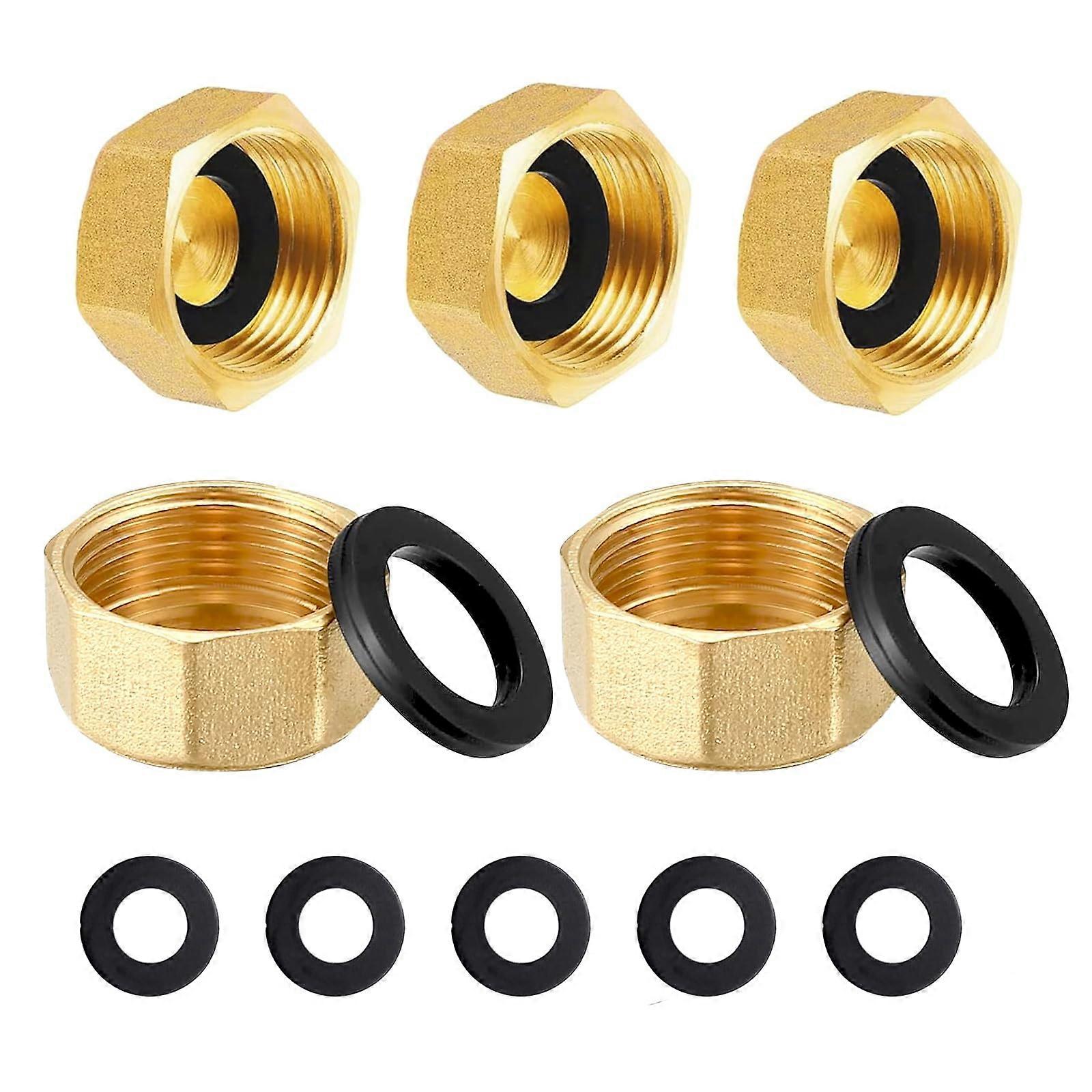 Brass Cap, G3/4 Female Thread, Hexagonal, Blanking Plug with Rubber Ring