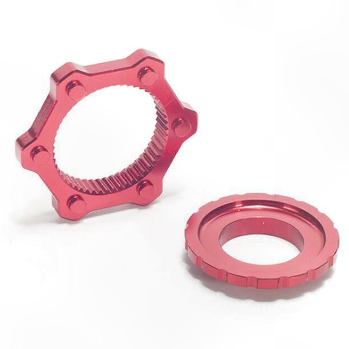 Aluminum 6-Bolt Rotor Adapter for Centre-Lock Thru-Axle Bikes, Red Disc Conversion Kit