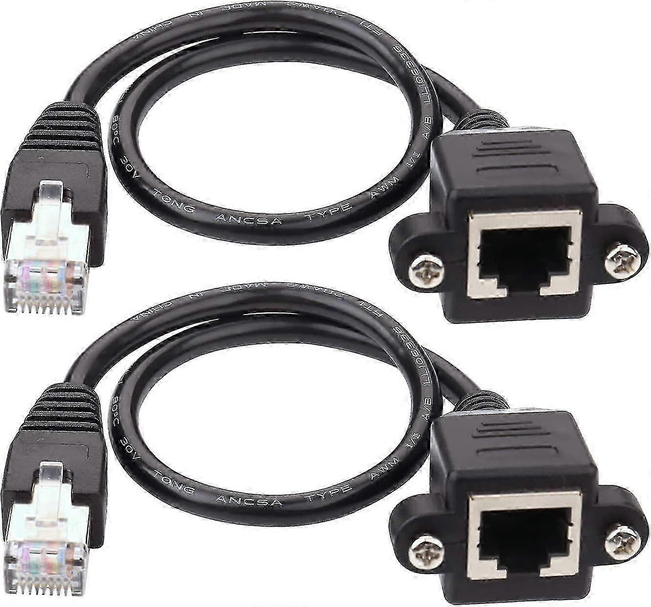 Extensor Ethernet RJ45 Macho para Fêmea Parafuso Cabo de Extensão de Rede 1ft/30cm 2pcs (Santanxing)
