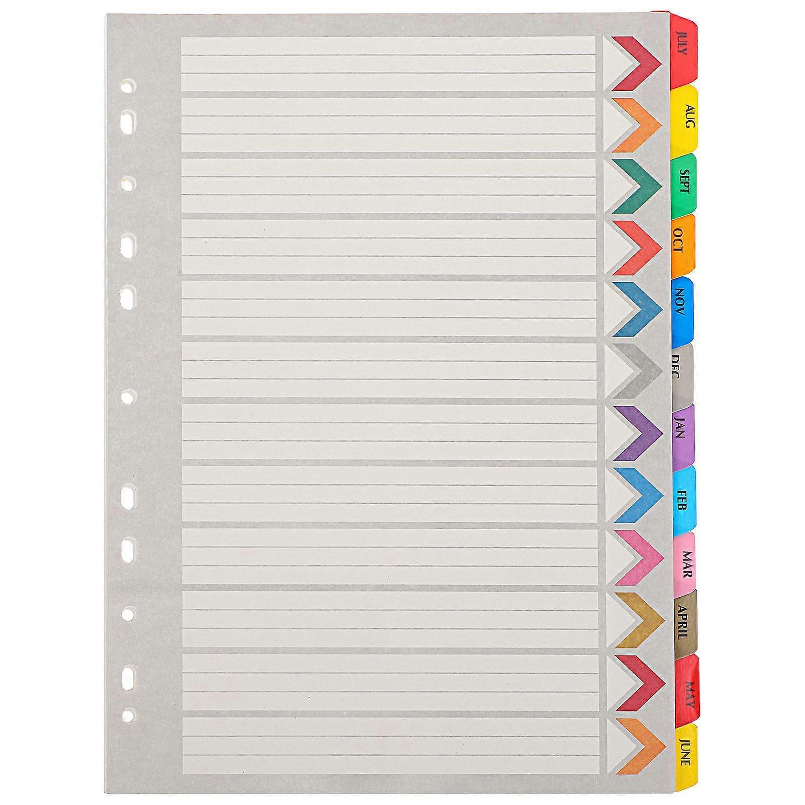 12 Sheets of Binder Dividers with Tabs Notebook Binder Dividers Detachable A4 Binder Page Markers