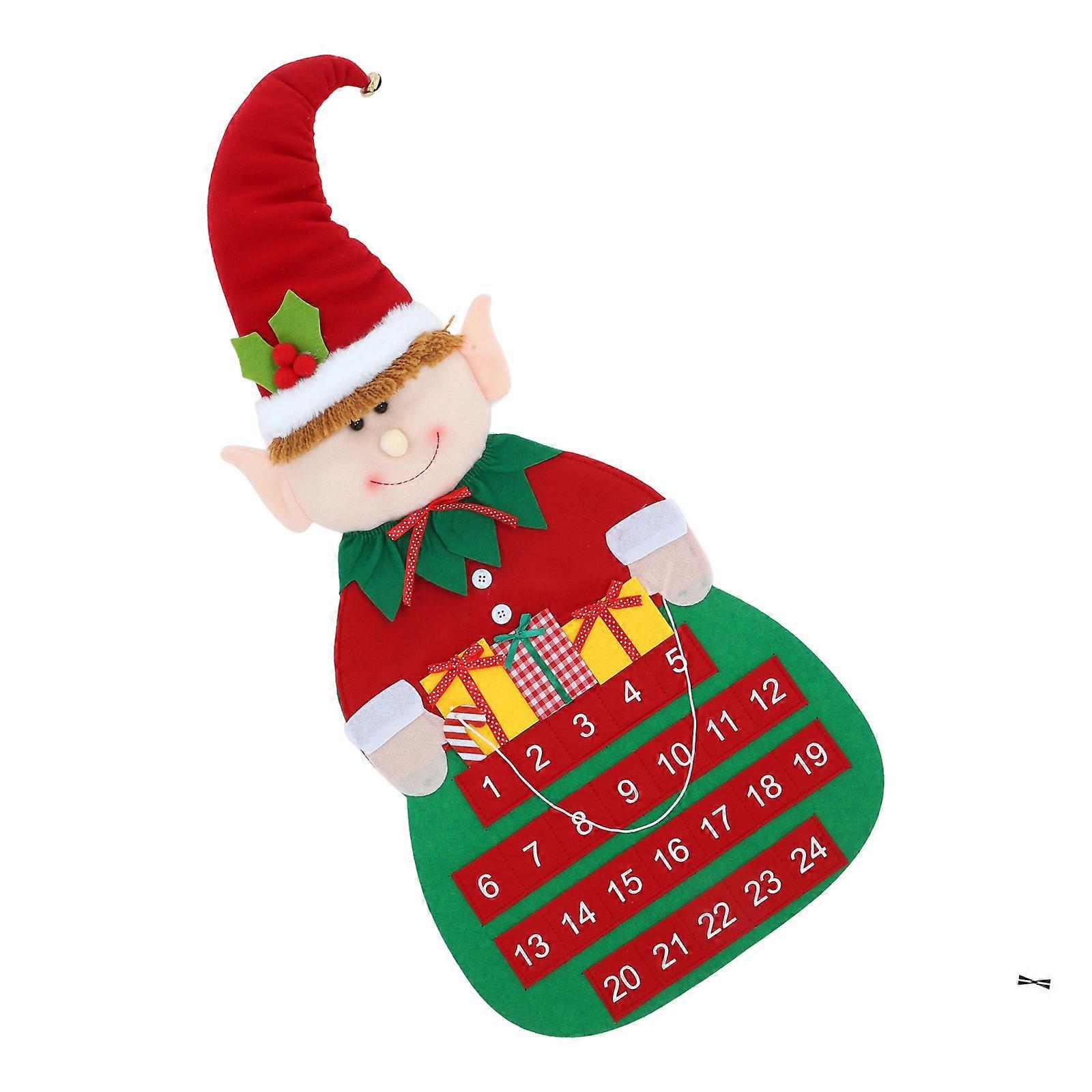 Christmas Calendar Door Decoration Felt Material Red for 1Set