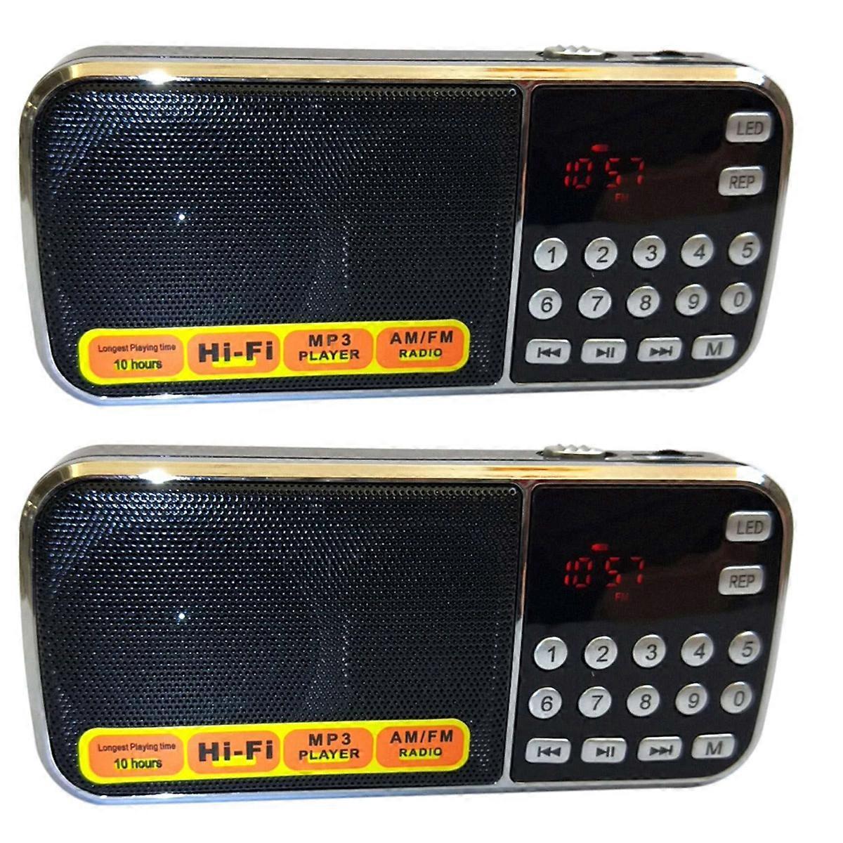 2X L-088AM Dual Band Rechargeable Portable Mini Pocket Digital Auto Scan AM FM Radio Receiver