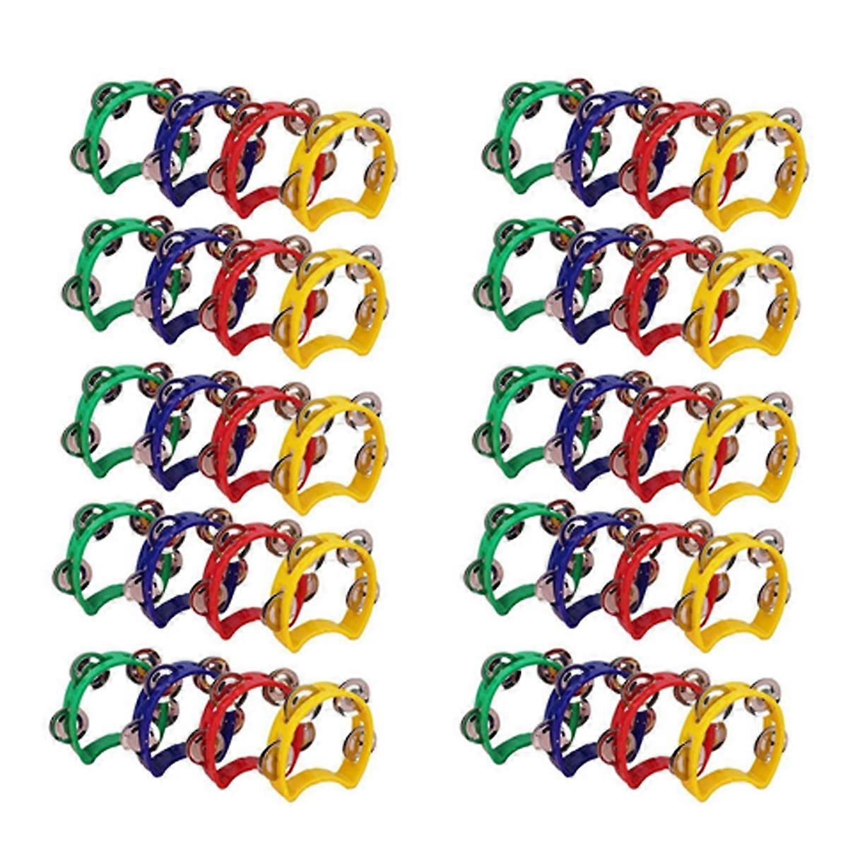 40Pcs Plastic Tambourine Musical Instruments, Mini Handheld Tambourines,Percussion Rhythm Party Musi