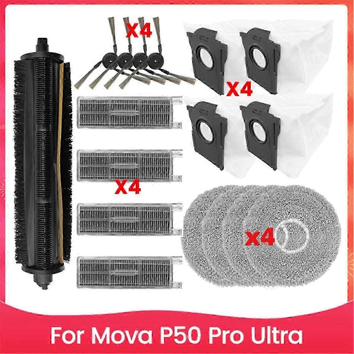 Replacement Spare Part compatible Dreame Mova P50 Pro Ultra Main Side Brush HEPA Filter Mop Pad Dust Bag Va-jc