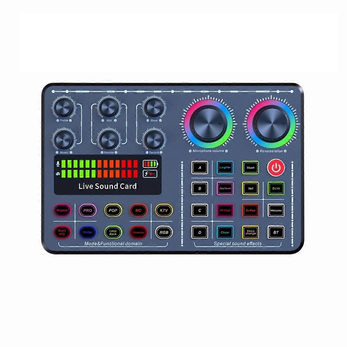 Live Sound Card Professional Gaming Sound Card Audio Mixer for Karaoke Broadcast KTV Singing Live S