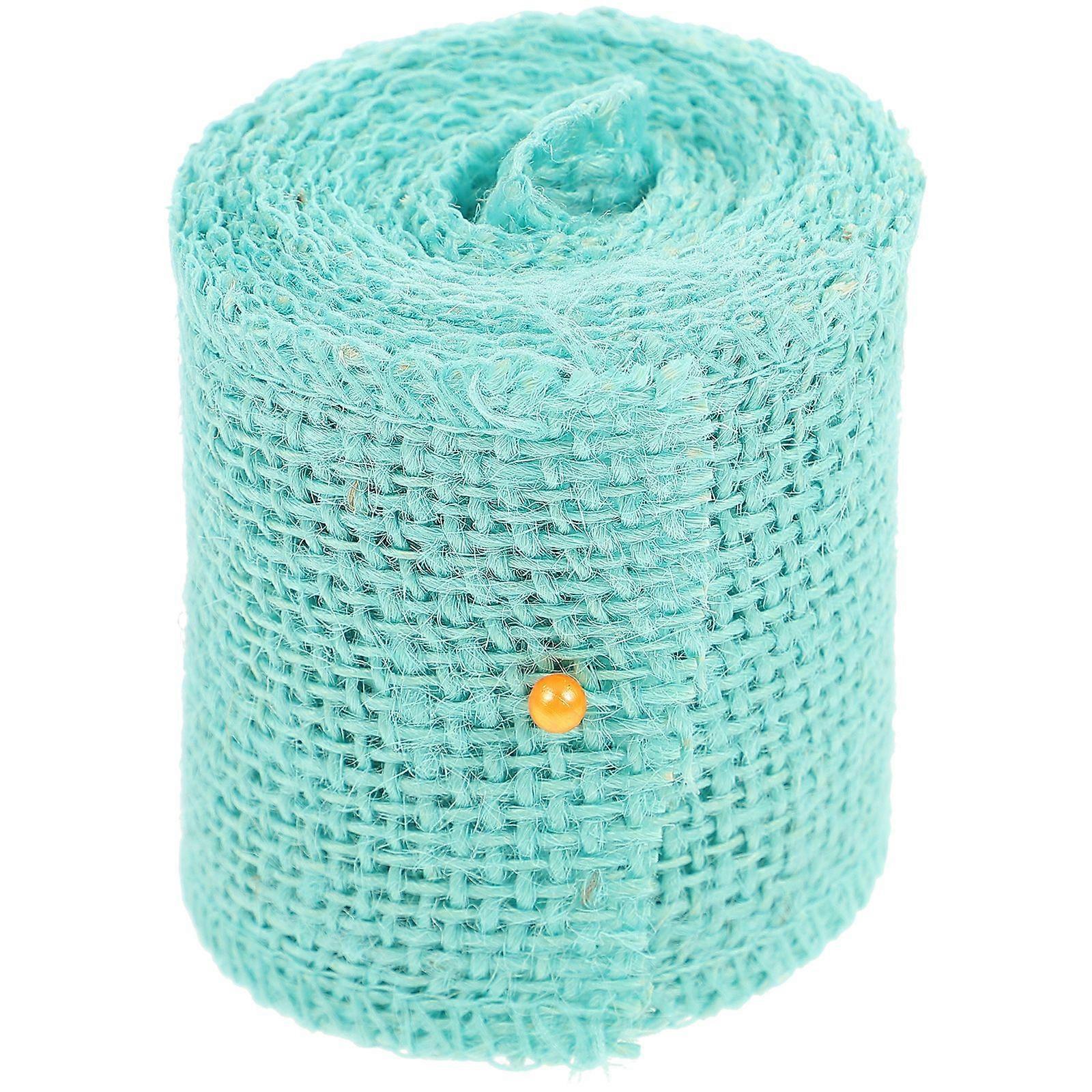 2M Jute Burlap Ribbon Roll for Christmas Decoration (Sky Blue)