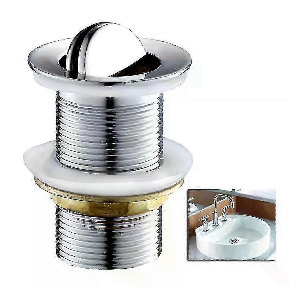 Flip Top Unslotted Basin Sink Waste Push Button Swivel Solid Brass ...