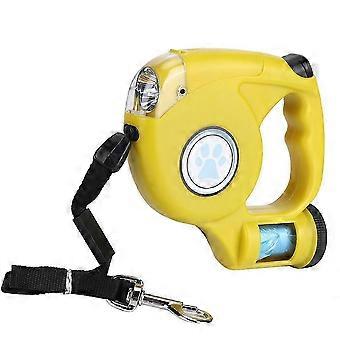 Yellow Multifunction Automatic Telescopic Pet Pulling Traction Leash Rope with Hand Lamp for Small Dogs CatsYellow