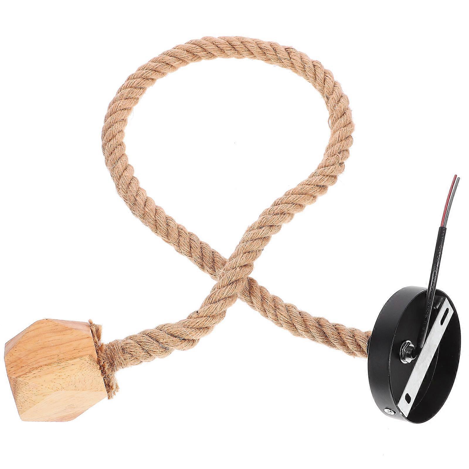 Retro Hemp Rope and Rubber Wood Pendant Light Cord for Unique Home Lighting Accessories Multi 6.5ft