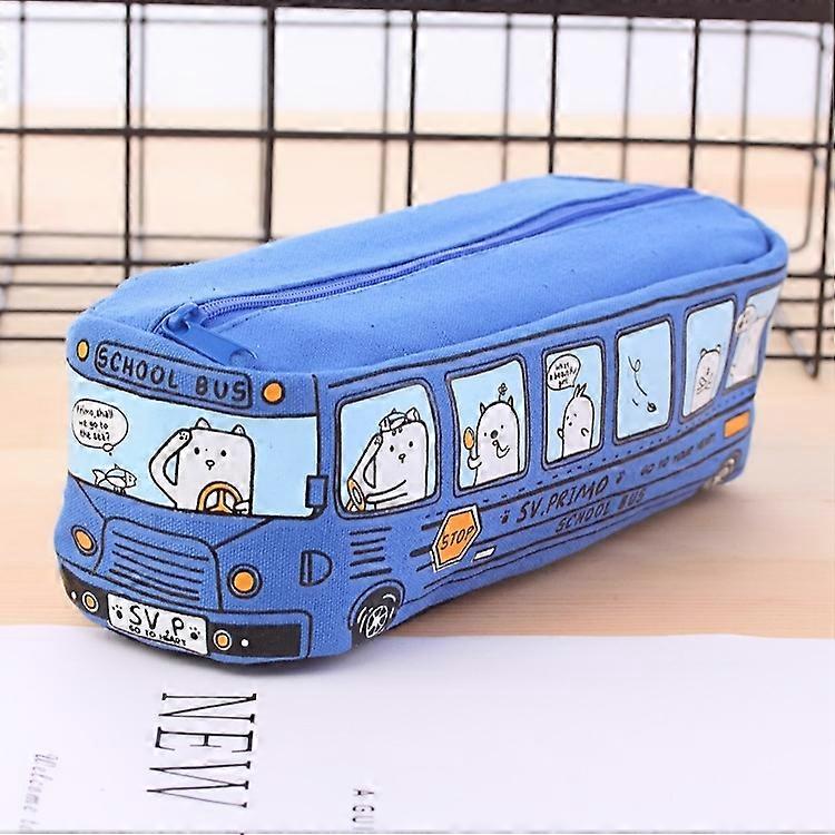 Cartoon Bus Pencil Case Large Capacity Canvas Stationery Box