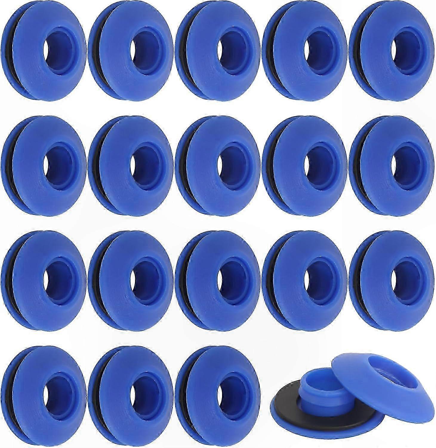 Self-Locking Plastic Grommets for Tarps, Pools, Curtains, Tents (50 Pack) - Durable Eyelets for Various Applications (Blue, 27x27x11mm)