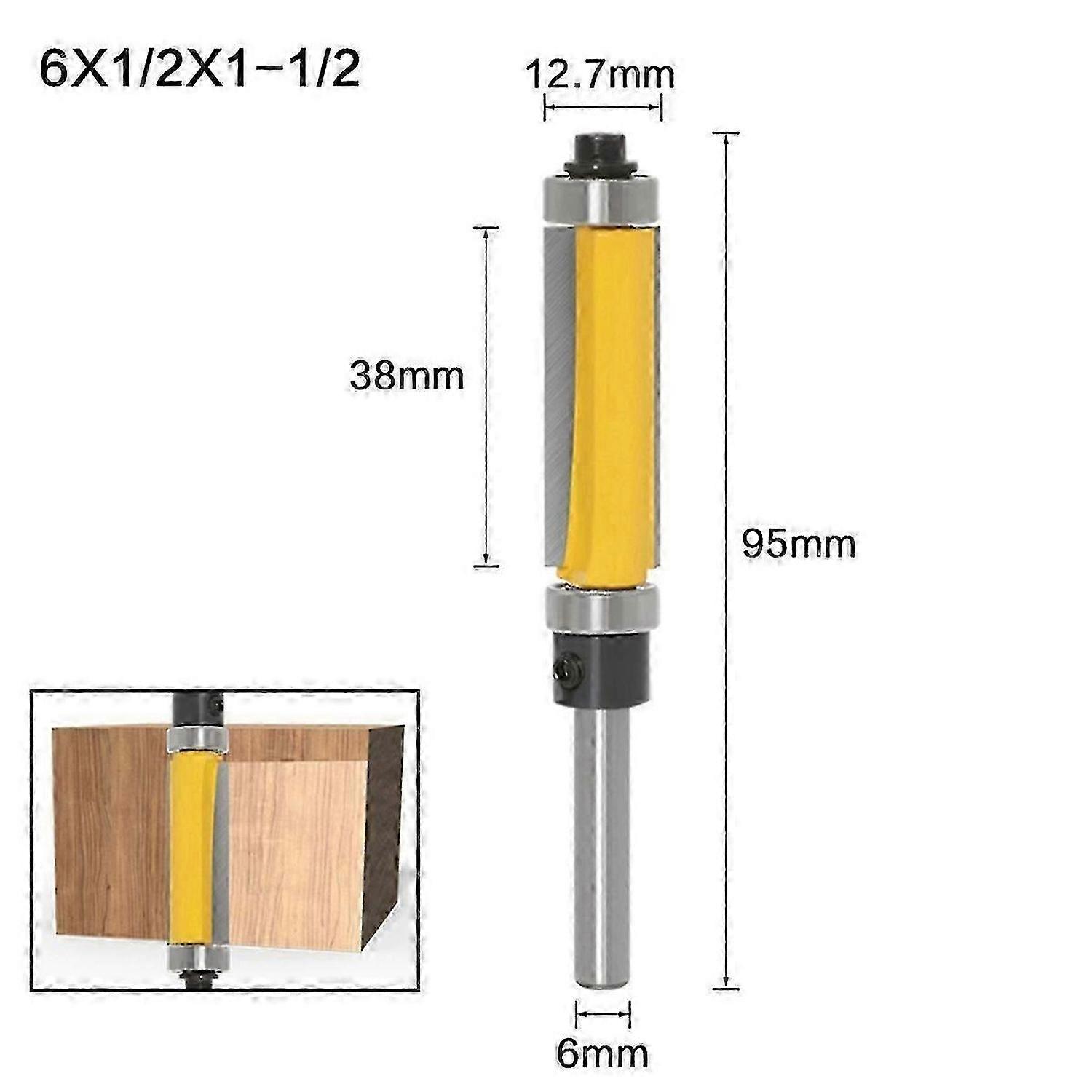 1/2 6mm Shank Flush Trim Router Bit with Double Bearing Router Bit Drill Tool for Wood Formwork Pattern B