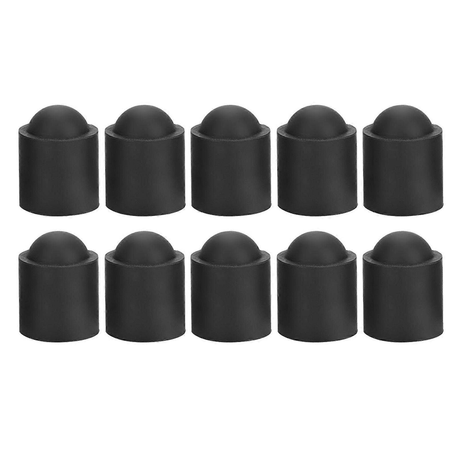 10pcs Pool Cue Tip Rubber Cover Billiards Cues Stick Protection Cap Accessory (Black)